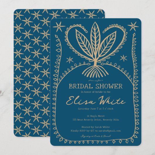 Whimsical Boho Frame Elegantes Brautparty CUSTOM Einladung (Vorne/Hinten)