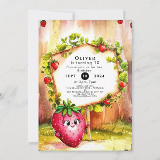 Whimsical Boho Fruit Strawberry Geburtstag Einladung