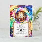 Whimsical Boho Fun Scientist zum Geburtstag Einladung (Stehend Vorderseite)