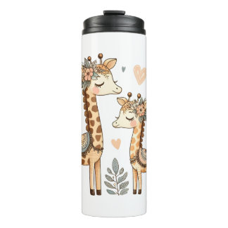 Whimsical Boho Giraffe Family Thermosbecher
