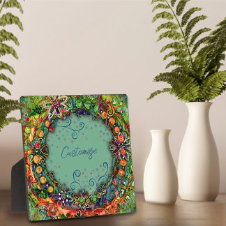 Whimsical Boho Green Fun Bloral individuell angepa Fotoplatte