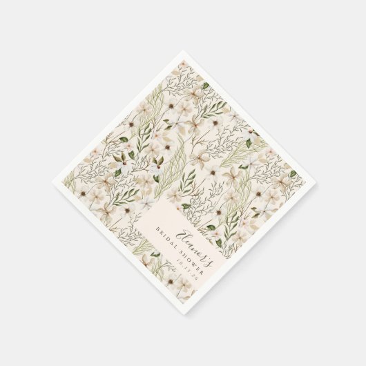 Whimsical Boho Greenerage Foliage Brautparty Serviette (Ecke)