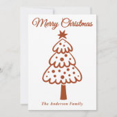 Whimsical Boho Hand Drawn Weihnachtsbaum Feiertagskarte (Vorderseite)