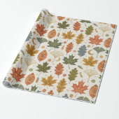Whimsical Boho Herbstblätter Aquarell Geschenkpapier (Ungerollt)