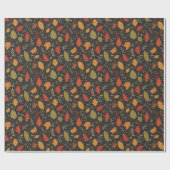 Whimsical Boho Herbstblätter auf Schwarz Geschenkpapier (Flach)