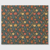 Whimsical Boho Herbstblätter auf Schwarz Geschenkpapier (Flach)