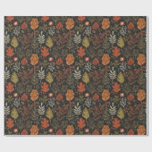 Whimsical Boho Herbstblätter auf Schwarz Geschenkpapier (Flach)