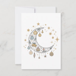 Whimsical Boho Himmliches Weihnachtsmond & Sterne Dankeskarte