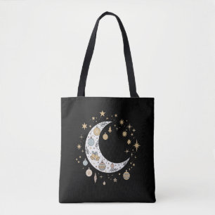 Whimsical Boho Himmliches Weihnachtsmond & Sterne Tasche