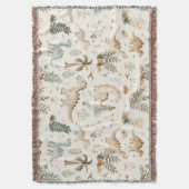 Whimsical Boho Jungle Dinosaur Muster Decke (Vorderseite Vertikal)