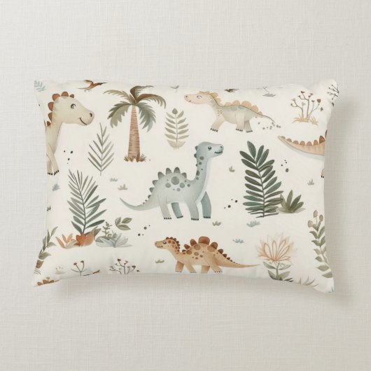 Whimsical Boho Jungle Dinosaur Muster Dekokissen (Rückseite)