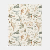 Whimsical Boho Jungle Dinosaur Muster Fleecedecke (Vorderseite)
