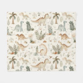 Whimsical Boho Jungle Dinosaur Muster Fleecedecke (Vorderseite (Horizontal))