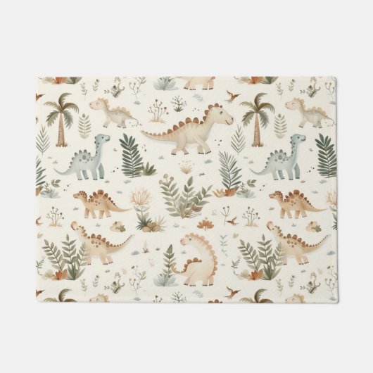 Whimsical Boho Jungle Dinosaur Muster Fußmatte (Vorderseite)