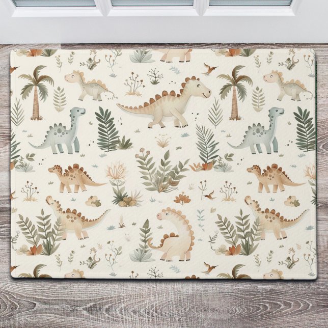 Whimsical Boho Jungle Dinosaur Muster Fußmatte (Von Creator hochgeladen)