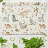 Whimsical Boho Jungle Dinosaur Muster Geschirrtuch (Gefaltet)