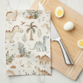 Whimsical Boho Jungle Dinosaur Muster Geschirrtuch (Viertel Falte)