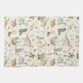 Whimsical Boho Jungle Dinosaur Muster Geschirrtuch (Horizontal)