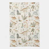 Whimsical Boho Jungle Dinosaur Muster Geschirrtuch (Vertikal)