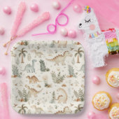 Whimsical Boho Jungle Dinosaur Muster Pappteller (Party)