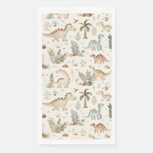 Whimsical Boho Jungle Dinosaur Muster Serviette (Vorderseite)
