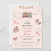 Whimsical Boho Kinderzimmer Bassinet Träume Pferd Einladung (Vorderseite)