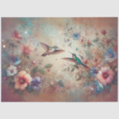 Whimsical Boho Kolibris & Blumen Decoupage Seidenpapier (Vorderseite)