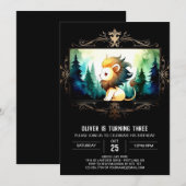 Whimsical Boho Lion Birthday Einladung (Vorne/Hinten)