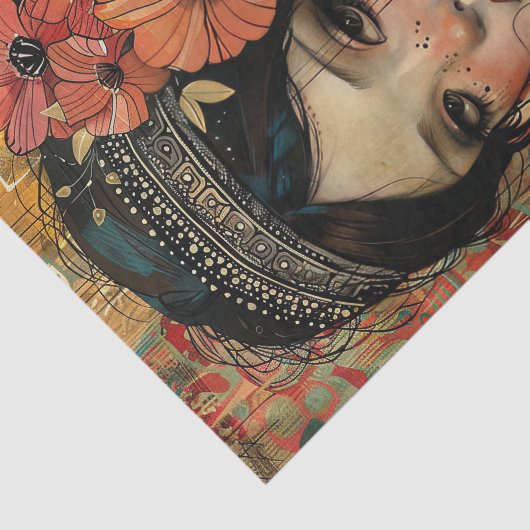 WHIMSICAL BOHO MÄDCHEN DECOUPAY SEIDENPAPIER (Ausschnitt)