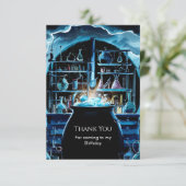 Whimsical Boho Magic Scientist zum Geburtstag Dankeskarte (Stehend Vorderseite)