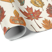 Whimsical Boho Mehrfarbig Herbstlaub Geschenkpapier (Rolleneckpunkt)
