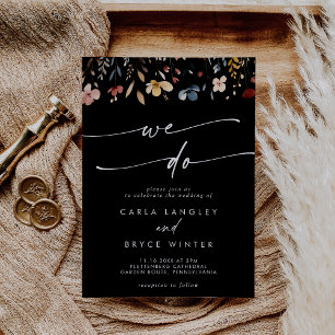 Whimsical Boho Mehrfarbig Wildblumen Wir heiraten Einladung