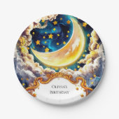 Whimsical Boho Moon Birthday Pappteller (Vorderseite)