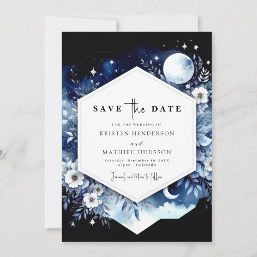 Whimsical Boho Moonlit Wedding Save The Date (Vorderseite)