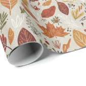 Whimsical Boho Multi Color Autumn Leaves Geschenkpapier (Rolleneckpunkt)