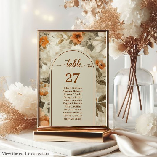 Whimsical Boho Neutrales Elfenbein-Sage-Blumen-Hoc Tischnummer