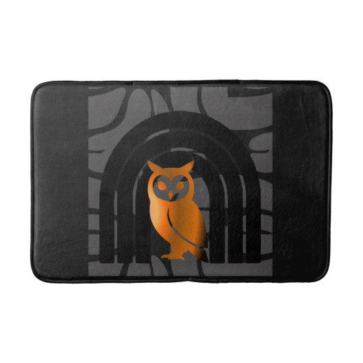 Whimsical Boho Owl & Tropical Monstera Leaf Badematte (Vorderseite)