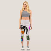 Whimsical Boho Owl & Tropical Monstera Leaf Capri Leggings (Vorderseite)