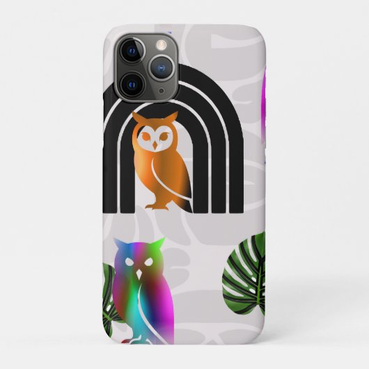 Whimsical Boho Owl & Tropical Monstera Leaf Case-Mate iPhone Hülle (Rückseite)