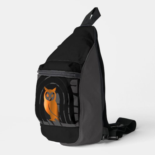 Whimsical Boho Owl & Tropical Monstera Leaf Crossbody Bag (Rechte Ecke)