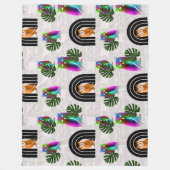 Whimsical Boho Owl & Tropical Monstera Leaf Fleecedecke (Vorderseite)
