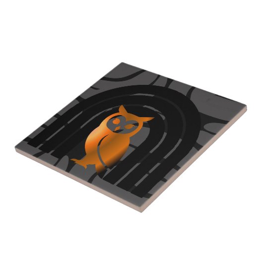 Whimsical Boho Owl & Tropical Monstera Leaf Fliese (Seite)