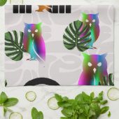 Whimsical Boho Owl & Tropical Monstera Leaf Geschirrtuch (Gefaltet)