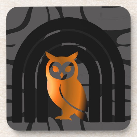 Whimsical Boho Owl & Tropical Monstera Leaf Getränkeuntersetzer (Vorderseite)