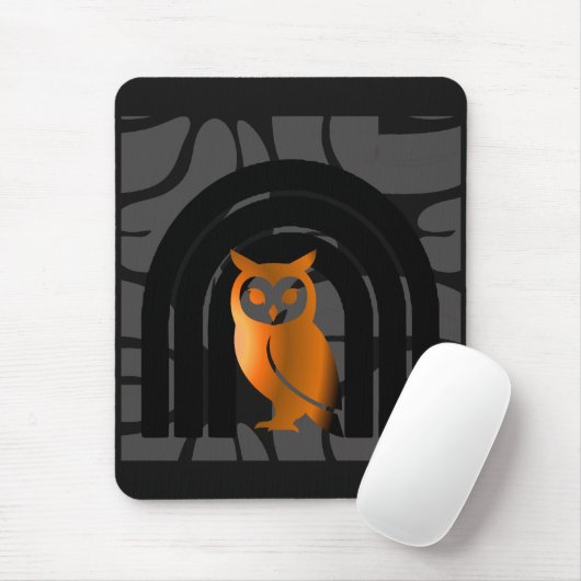 Whimsical Boho Owl & Tropical Monstera Leaf Mousepad (Mit Mouse)