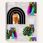 Whimsical Boho Owl & Tropical Monstera Leaf Notizblock (Vorderseite)