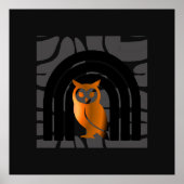 Whimsical Boho Owl & Tropical Monstera Leaf Poster (Vorne)