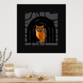 Whimsical Boho Owl & Tropical Monstera Leaf Poster (Küche)