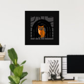 Whimsical Boho Owl & Tropical Monstera Leaf Poster (Heimbüro)