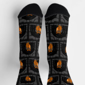 Whimsical Boho Owl & Tropical Monstera Leaf Socken (Oben)